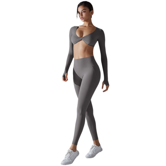 Yoga Clothes Sports Push Up Long Sleeve Workout Clothes Suit - Enfance-Heureuse