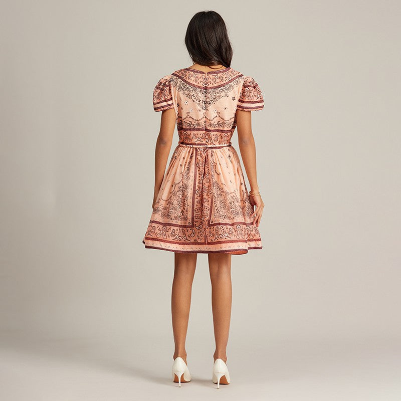 Vacation Style Printed Short Dress - Enfance-Heureuse