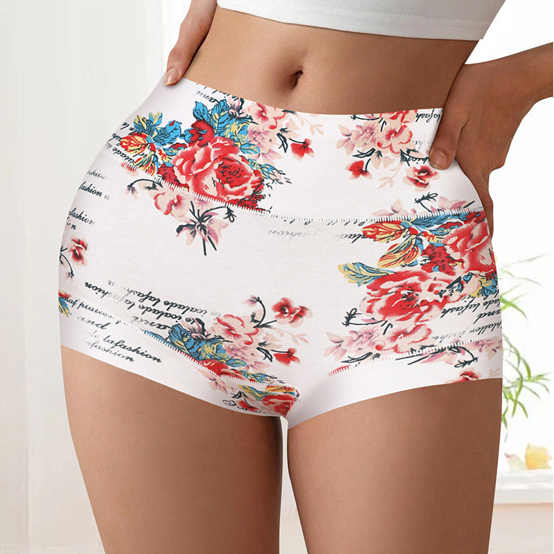 Fashion Color Contrast Big Flower Women's Boxer Underwear Sexy Sheath Belly Contracting Pure Cotton - Enfance-Heureuse