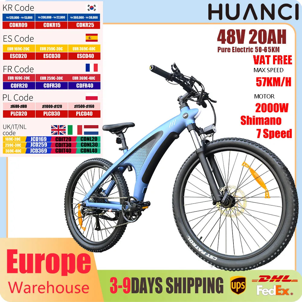 HX Q5 2000W Ebike Adult Electric Mountain Bicycle 27.5 inch Electric Bike 57km/h Removable battery Moped E Bikes Road Bike - Enfance-Heureuse