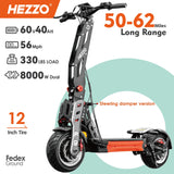 HEZZO F9 Foldable Electric Scooter for Adults 60v 8000w Dual Motors Powerful 60MPH EScooter Fat Tire 40Ah NFC Off Road Scooter - Enfance-Heureuse