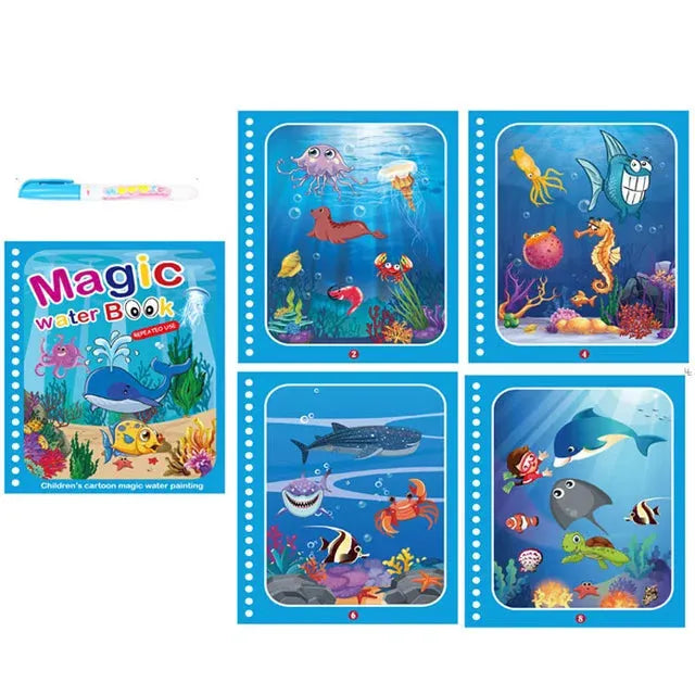 Children Magic Water Drawing Book Reusable Coloring Book Painting Drawing Toys Sensory Early Education Montessori Toys for Kids - Enfance-Heureuse