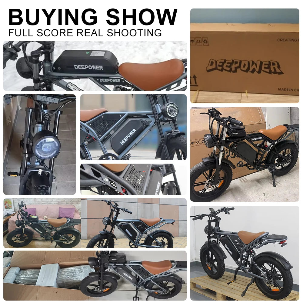 DEEPOWER S7Pro Electric Bike for Adults, 48V, 60Ah,Dual Battery, 20''x4.0 Fat Tires,Snow Mountain E-Bike, 2000W Electric Bicycle - Enfance-Heureuse