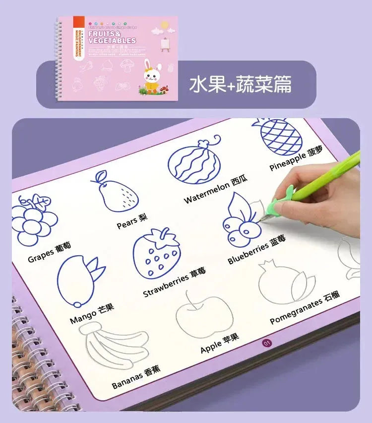 Magic Book Curious Copybook Children Drawing Books 3D Groove Reusable Educational Montessori Games for Writing Practice Book - Enfance-Heureuse