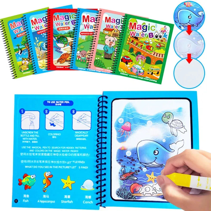 Children Magic Water Drawing Book Reusable Coloring Book Painting Drawing Toys Sensory Early Education Montessori Toys for Kids - Enfance-Heureuse