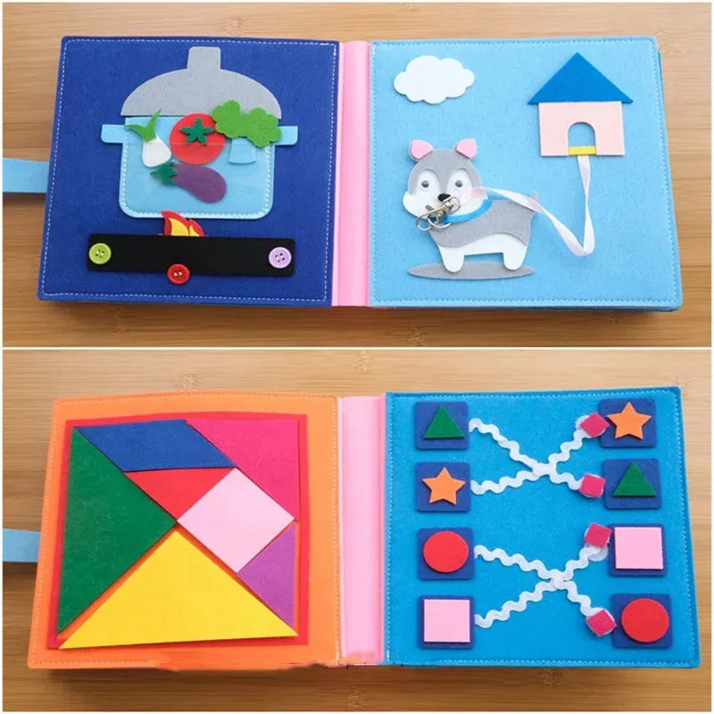 Montessori children Busy Board DIY Rainbow Cloth Book Education Toys Habits Knowledge Developing Basic self care skills training - Enfance-Heureuse