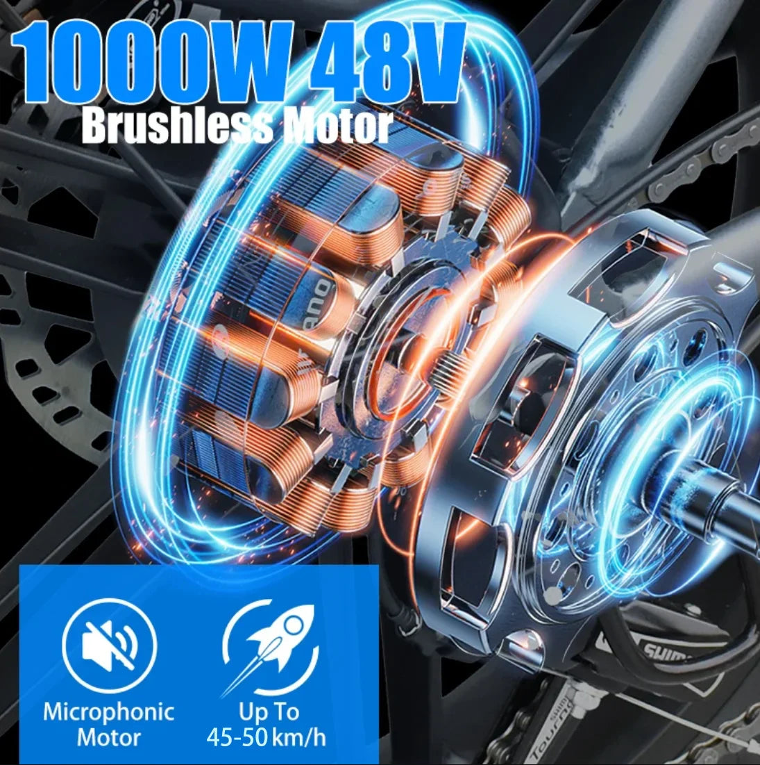 Bicicleta eléctrica todoterreno DEEPOWER S7 para adultos con motor de 1000 W, batería LG de 48 V y 60 Ah, estilo motocicleta todoterreno.