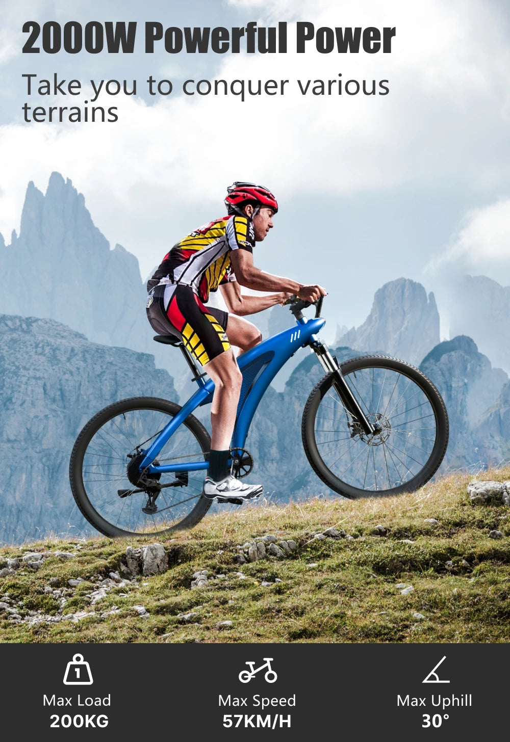 HX Q5 Ebikes 2000W Adults Electric Bike 57KM/H Electric Bicycle 27.5 Inch Removable battery Electric E Bikes Mountain Ebike - Enfance-Heureuse