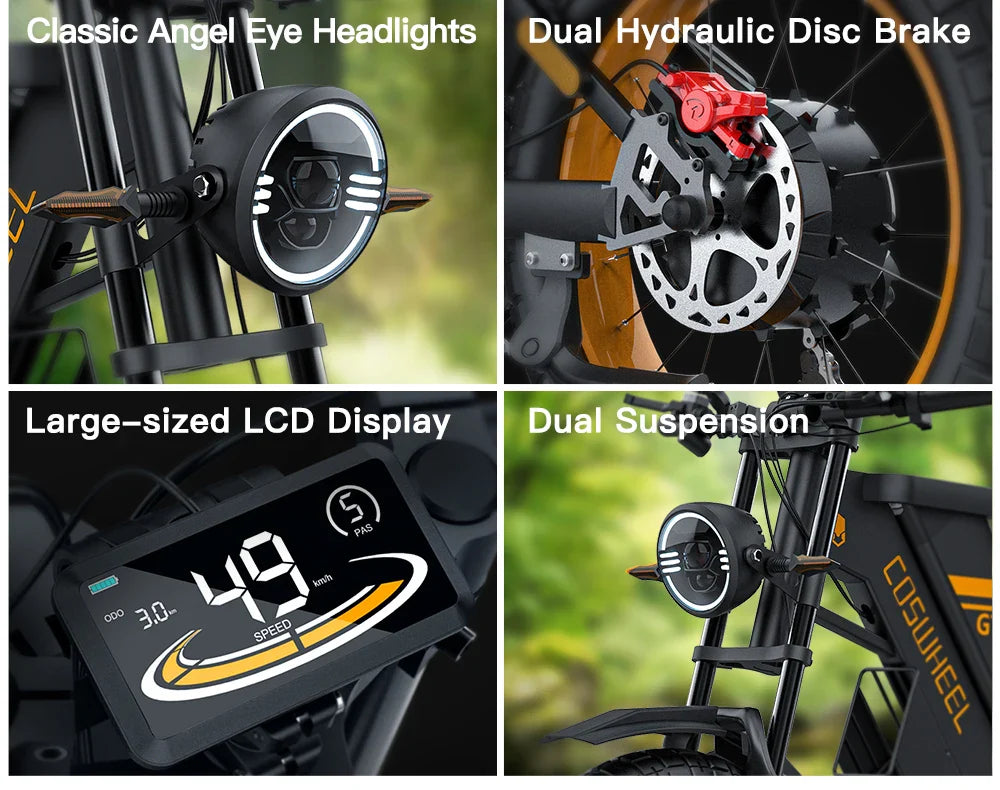 Coswheel Ebike GT20 - Motocicleta eléctrica para adultos, bicicletas de montaña de 20 pulgadas y 48 V, bicicleta eléctrica, fatbike, motocicletas para adultos, bicicleta de drift
