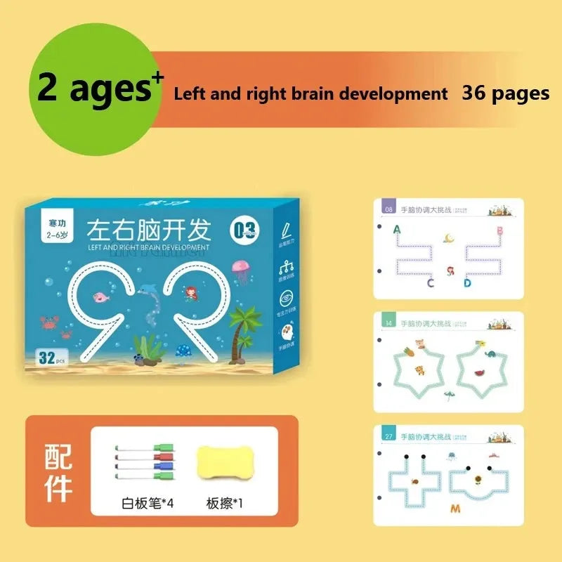 Magical Tracing Workbook Control Training Book Reusable Magic Practice Copybook Children Montessori Drawing Education Stationery - Enfance-Heureuse