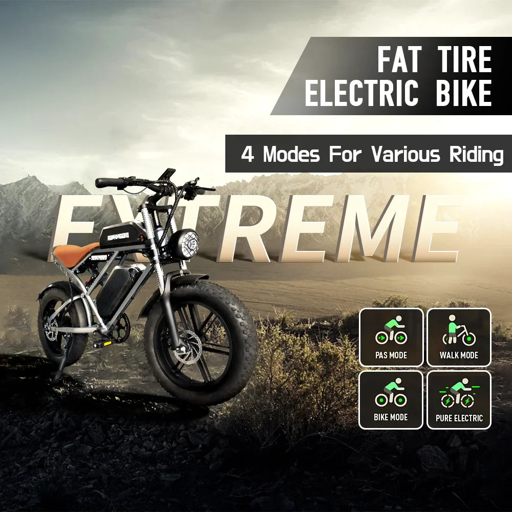 Bicicleta eléctrica DEEPOWER S7Pro para adultos, 48 ​​V, 60 Ah, batería doble, neumáticos anchos de 20'' x 4.0, bicicleta eléctrica de montaña para nieve, 2000 W