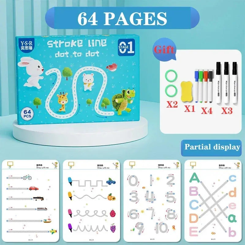 Reusable Magical Tracing Workbook Magic Practice Copybook Control Training Book Children Montessori Drawing Education Stationery - Enfance-Heureuse