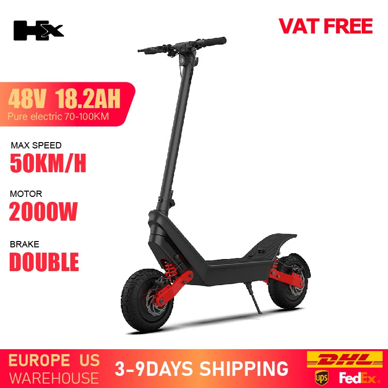 HX X10 18.2AH Electric Scooter 2000W 50KM/H Foldable Electric Kick E Scooter Dual Motors 11 Inch Escooter for Adults - Enfance-Heureuse