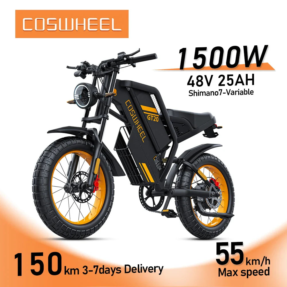 Coswheel Ebike GT20 - Motocicleta eléctrica para adultos, bicicletas de montaña de 20 pulgadas y 48 V, bicicleta eléctrica, fatbike, motocicletas para adultos, bicicleta de drift