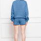 Round Neck Long Sleeve Sweatshirt and Drawstring Shorts Set - Enfance-Heureuse