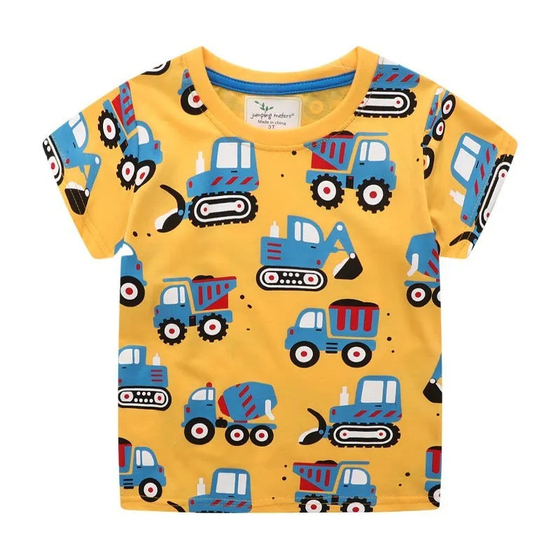 Boys' Creative Cartoon Print Short Sleeves - Enfance-Heureuse