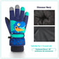 Children's Ski Windproof Warm Velvet Padded Thickened Little Dinosaur Gloves - Enfance-Heureuse