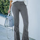 Women's Solid Color High Waist Slim Fit Micro Flared Pants - Enfance-Heureuse