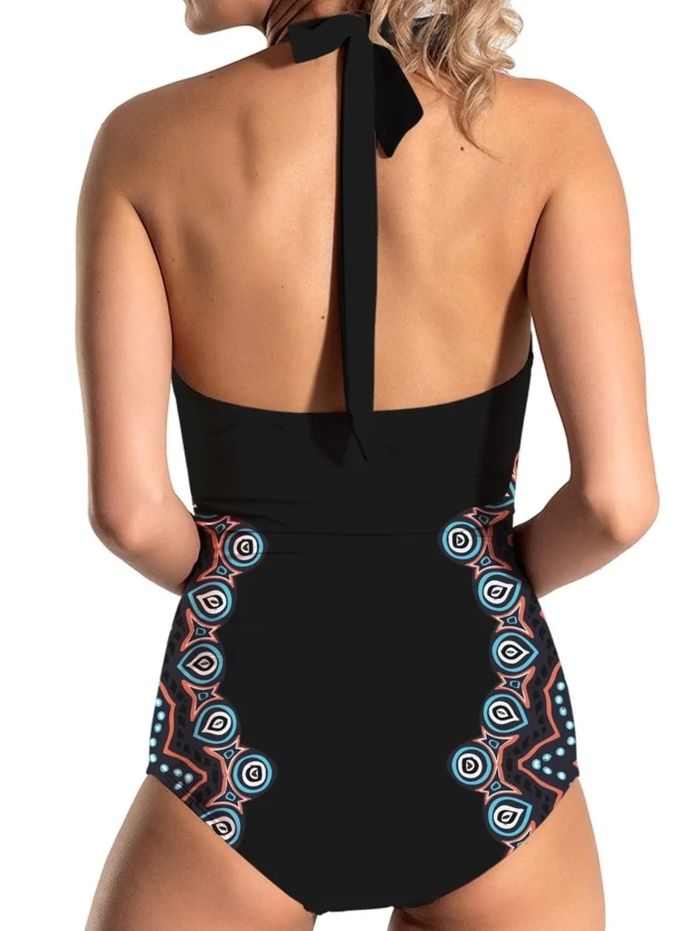 FAM-FAM Cutout Printed Halter Neck One-Piece Swimwear - Enfance-Heureuse