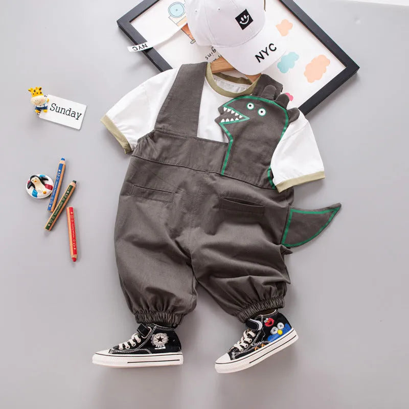 T-shirt Suspender Shorts Two-piece Set - Enfance-Heureuse