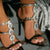 Fashionable Golden Rhinestone Gem Stiletto Sandals Toe High Heels - Enfance-Heureuse