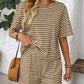 Striped Round Neck Short Sleeve Top and Shorts Set - Enfance-Heureuse