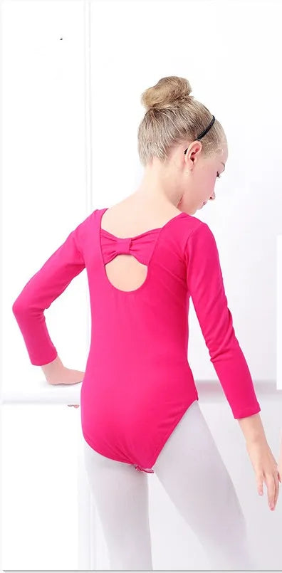 Girls' Solid Color One-piece Long-sleeved Dance Costume - Enfance-Heureuse