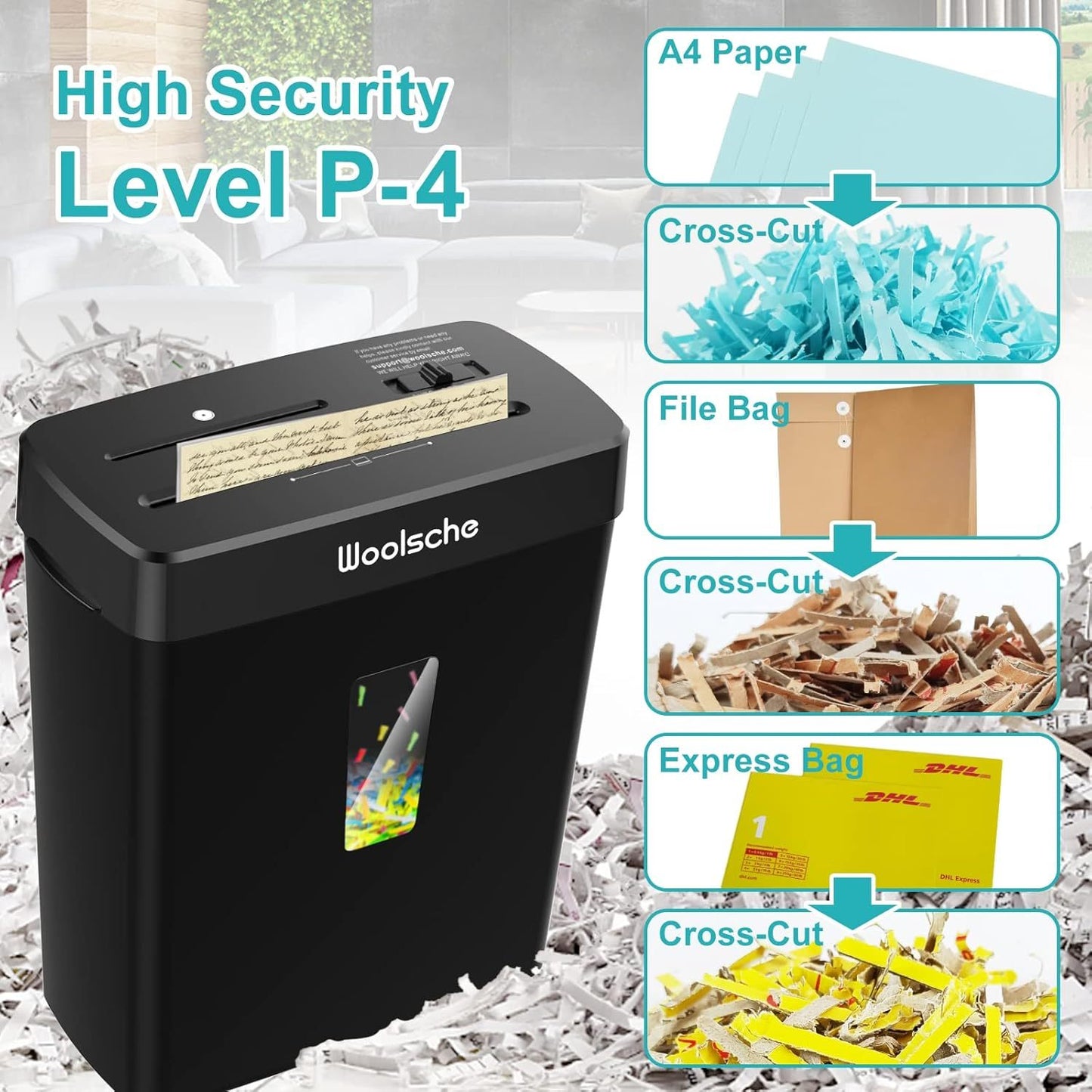 Paper Shredder -10 Sheets Of Paper Cut Horizontally With 3.43 Gallon Paper Basket - P-4 Security Level -3 Mode Designs - Shreds CDs And Credit Cards - Durable, Fast, Anti Paper Jam, Suitable For Home - Enfance-Heureuse