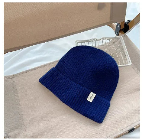 Gorro de lana de punto para niños a juego, cálido para otoño e invierno.