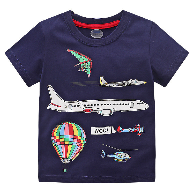 Summer Children's Cute Printed Embroidered Short-sleeved Cartoon T-shirt - Enfance-Heureuse