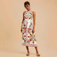 Women's Floral Print Lace-up Sleeveless Mid-length Dress - Enfance-Heureuse