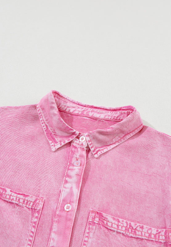 Minivestido vaquero con cuello abotonado