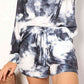 Shiny Tie-Dye Round Neck Top and Shorts Lounge Set - Enfance-Heureuse