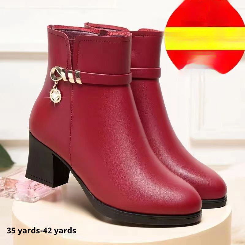 Velvet Thermal Non-slip Middle-aged And Elderly Female Boots - Enfance-Heureuse