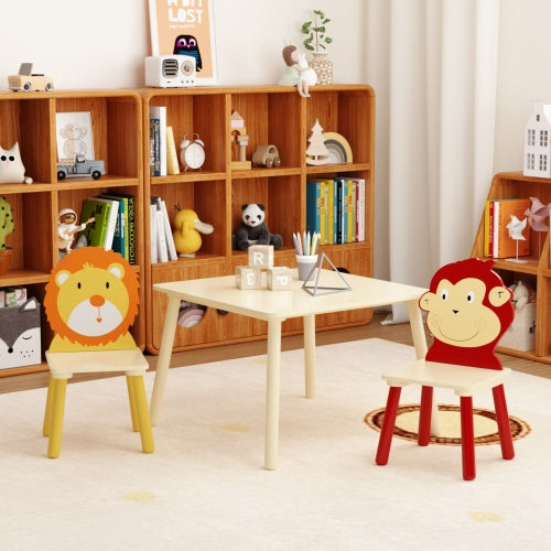 Solid Wood Children's Table And Two Chairs Set - Enfance-Heureuse
