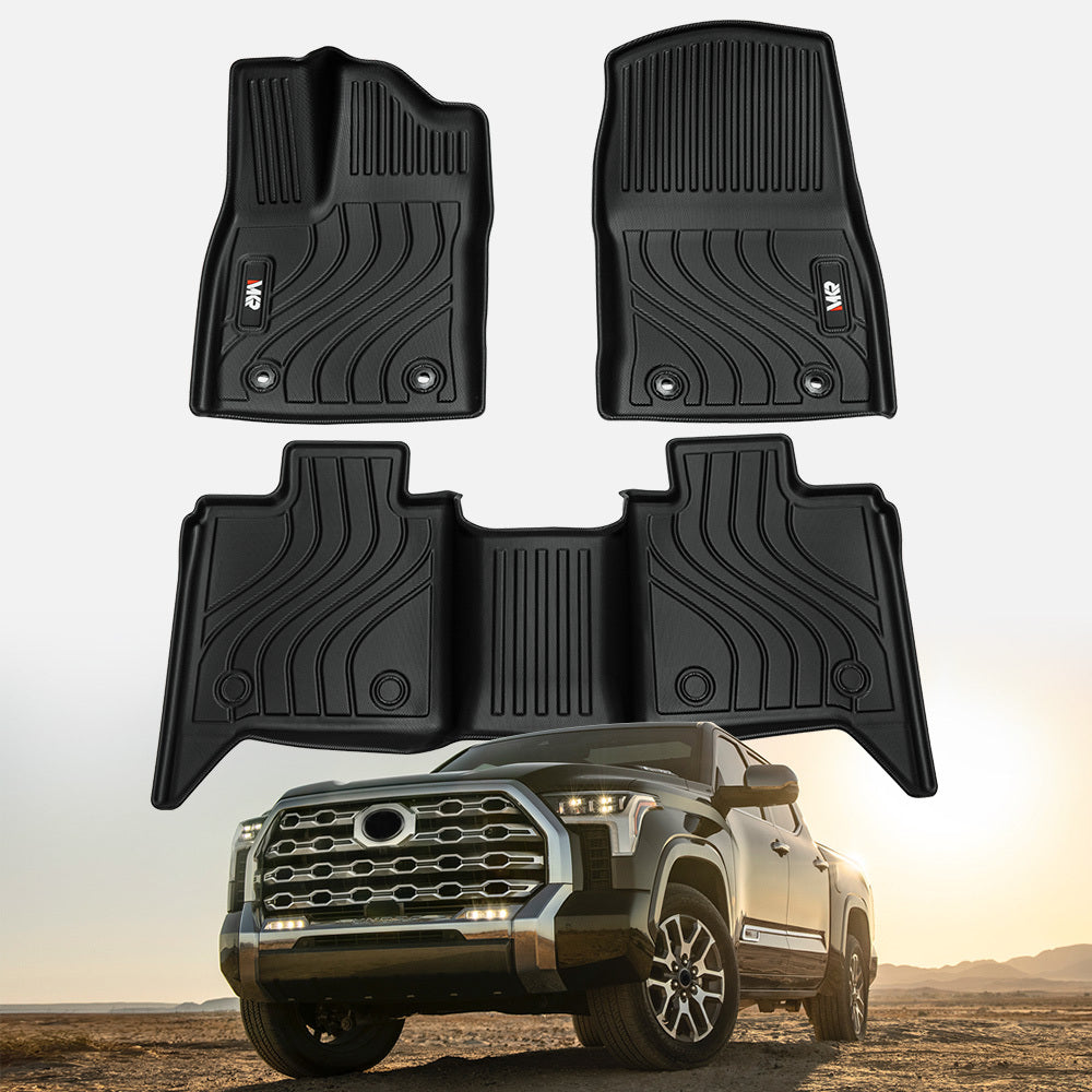 All-Weather TPE Front And Rear Row Floor Liners Floor Mats Fit For Toyota Tundra CrewMax Cab 2022-2025, Custom Fit Tundra Car Mats - Enfance-Heureuse