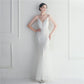 Mesh Beaded Bridal Wedding Dinner Long Camisole Evening Gown - Enfance-Heureuse