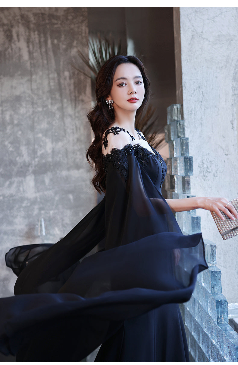 Black Evening Dress For Women With A High-end Feel - Enfance-Heureuse