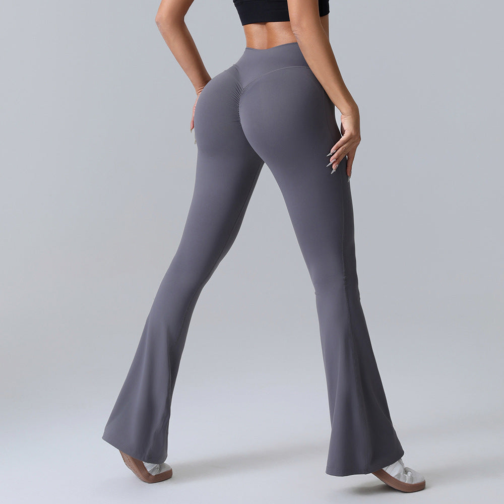 Hip-lift Yoga Flared Pants Fitness Sports Wide Leg High Waist Quick Dry Trousers Womens Clothing - Enfance-Heureuse