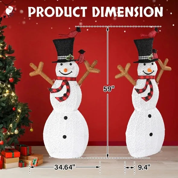 Lighted Snowman Christmas Yard Decorations, Pre-lit Snowman And Birds With 170 LED White Lights And Stakes For Xmas Outdoor Holiday Indoor Decor Lighted Holiday Displays - Enfance-Heureuse