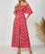 Ladies' Printed Square Neck Fashionable Loose Vacation Style Jumpsuit - Enfance-Heureuse