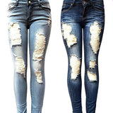 European And American Style Women Ripped Slimming Jeans - Enfance-Heureuse
