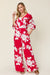 Double Take Full Size Printed Tie Back Wide Leg Jumpsuit