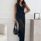V-neck Sleeveless Jumpsuit With Belt Design Summer Fashion Trousers Women's Clothing - Enfance-Heureuse