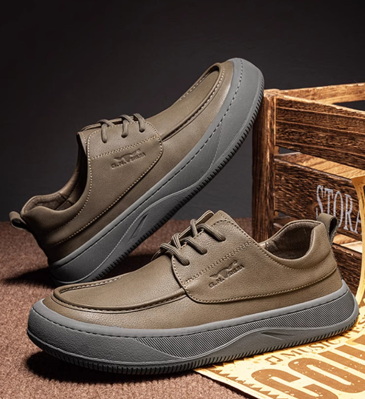 British Retro Brown Big Toe Casual Leather Shoes