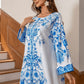 Muslim Robe Diamond Studded Bead Round Neck Dress - Enfance-Heureuse