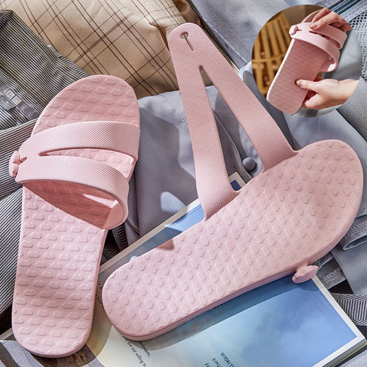 Folding Travel Slippers Hotel House Shoes Removable Non-slip Bathroom Slippers Summer Unisex Slides - Enfance-Heureuse