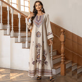 Female Actress's Modest Two-piece Embroidered Sequin Bubble Sleeve Casual Dress - Enfance-Heureuse