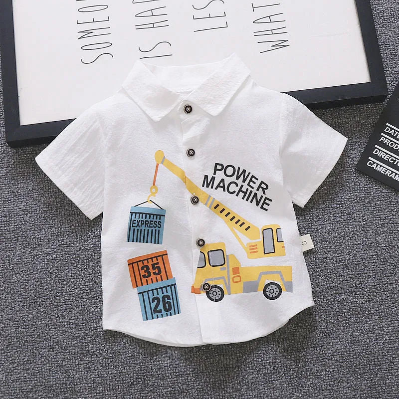 Anchor Print Little Boy's Children's Suit Korean Short Sleeve T-Shirt Children's Wear - Enfance-Heureuse