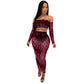 Fashion Sexy See-through Mesh Sequins Tassel Two-piece Set - Enfance-Heureuse